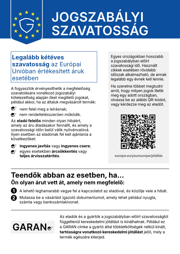 A kellékszavatosságról szóló uniós harmonizált tájékoztató